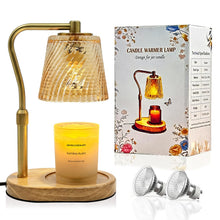 Load image into Gallery viewer, Candle Warmer Lamp with Timer Dimmable, Adjustable Wavy Clear Lamp Candle Warmer for Scented Candles, Housewarming Gift for Spring Home Decor, Women Mom Birthday Gifts with Charming Box &amp; 2 Bulbs
