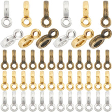 Load image into Gallery viewer, SOFPLATE 300Pcs Ring Bail Beads Spacer Bail Beading Silver Golden Alloy Tibetan Tube Column Spacer Bails Rings with Hanger Loop Findings for DIY Earring Necklace Assortments Jewelry Making Supplies
