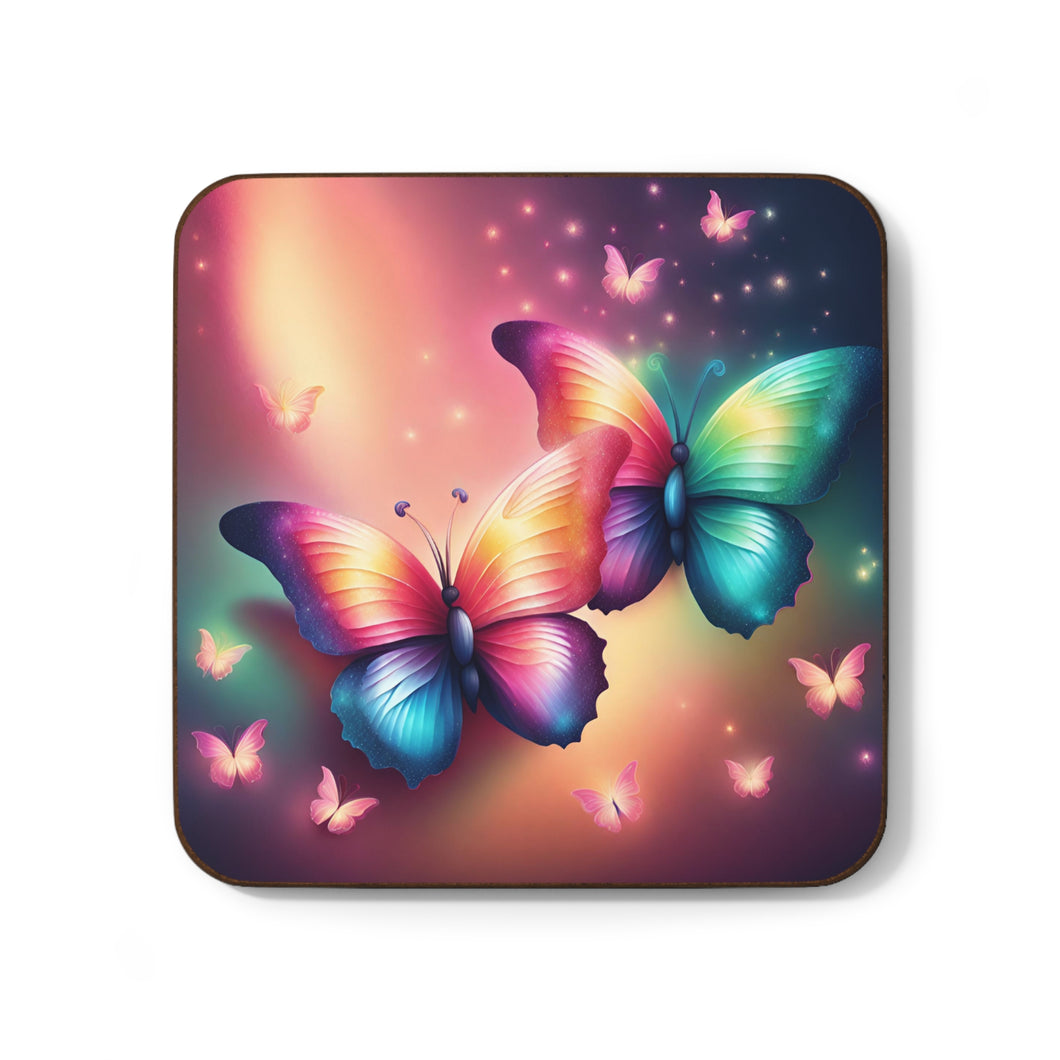 Retro Psychedelic Butterflies #44 Hardboard Back AI-Enhanced Beverage Coasters