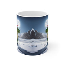 Load image into Gallery viewer, Dinosaur Raptor Rocks Christmas Santa Red Hat Ceramic Mug 11oz #8 Mirrored Images
