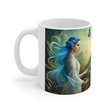 Load image into Gallery viewer, September Sapphire Amethyst Birth Month Colors Fairies &amp; Butterflies #4 Mug 11oz mug AI-Generated Artwork
