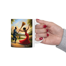 Load image into Gallery viewer, Traditional African American Culture Red Dress Bride and Groom Jumping the Broom Ceremony Ceramic Mug 11oz
