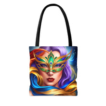 Load image into Gallery viewer, Mardi Gras Ribbon Mask #8 Tote Bag AI Artwork 100% Polyester
