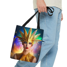 Load image into Gallery viewer, Mardi Gras Ribbon Mask #6 Tote Bag AI Artwork 100% Polyester
