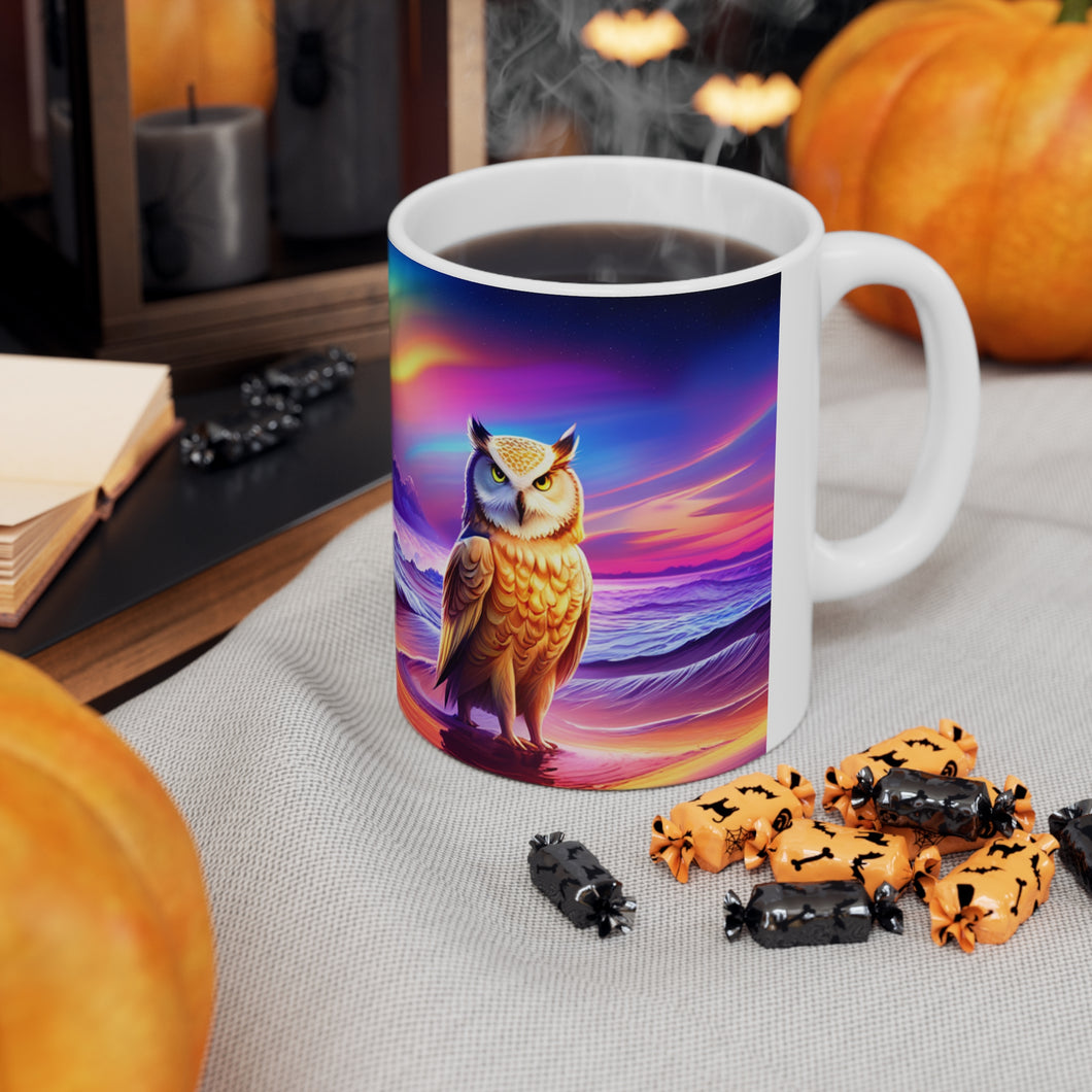 Beautiful Owl Standing in a Sea of Colors #2 Mug 11oz mug AI-Generated Artwork