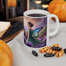 Load image into Gallery viewer, February Amethyst Birth Month Colors Fairies &amp; Butterflies #2 Mug 11oz mug AI-Generated Artwork
