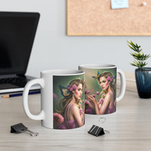 Load image into Gallery viewer, October Tourmaline Birth Month Colors Fairies &amp; Butterflies #2 Mug 11oz mug AI-Generated Artwork
