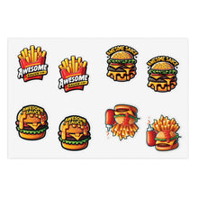 Load image into Gallery viewer, Burgers &amp; Fries Foodie Vinyl Sticker Sheets - 4 Foods/2 each 8pc Set
