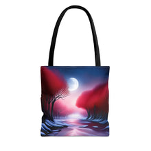 Load image into Gallery viewer, Moonlight Trees Red Skies Series #8 Tote Bag AI Artwork 100% Polyester
