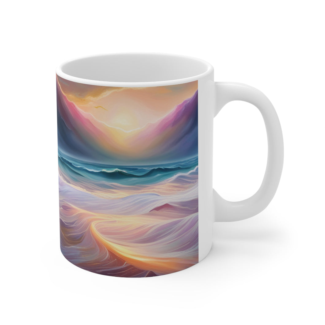 Pastel Sea-life Sunset #25 Ceramic Mug 11oz mug AI-Generated Artwork