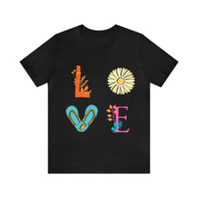 Load image into Gallery viewer, Summer Beach Love Floral Letters Sandals Unisex Jersey Short Sleeve Combed Cotton T-Shirt
