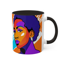 Load image into Gallery viewer, Colors of Africa Pop Art Colorful #3 AI 11oz Black Accent Coffee Mug
