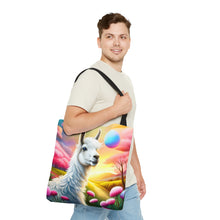 Load image into Gallery viewer, Llama Wondering Sun #5 Tote Bag AI Artwork 100% Polyester
