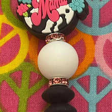 Load image into Gallery viewer, Pink and black mama beaded Custom Handmade Beaded Pen
