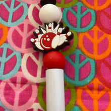 Load image into Gallery viewer, White and red bowling pin Custom Handmade Beaded Pen
