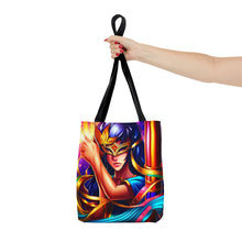 Load image into Gallery viewer, Mardi Gras Ribbon Mask #2 Tote Bag AI Artwork 100% Polyester
