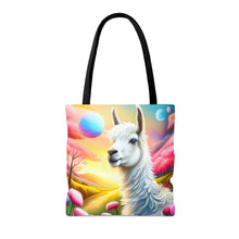 Load image into Gallery viewer, Llama Wondering Sun #5 Tote Bag AI Artwork 100% Polyester
