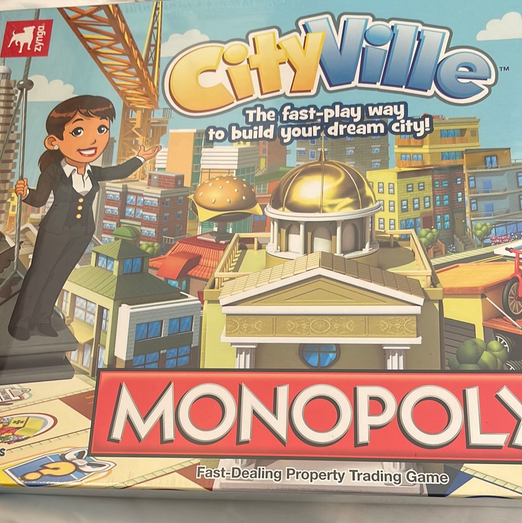 CityVille Monopoly Hasbro Gaming Zynga Board Game Plan Build Sim City