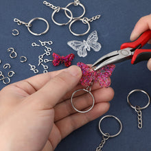 Load image into Gallery viewer, 600Pcs Key Chain Rings,200Pcs 25mm Keychain Rings with Chain and 200Pcs Jump Rings with 200Pcs Screw Eye Pins for Resin,Crafts and Keychains Making
