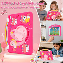 Load image into Gallery viewer, SAMONPOW for iPad 9th/ 8th/ 7th Generation Case (2021/2020/2019) Cute Rainbow Unicorn iPad Case 10.2 Inch for Kids Girls Teens with Strap Rotating Stand Handle Silicone Cover for iPad Cases 9th Gen
