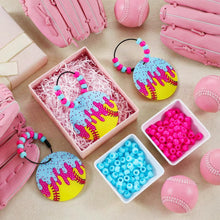 Load image into Gallery viewer, Equsion 144 Pcs Softball Gifts for Team Ice Cream Drip Softball Keychain DIY Craft Making Kit Acrylic Ice Cream Drip Charms Beads Key Rings for Sport Party Favor Backpack Accessories Decoration
