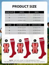 Load image into Gallery viewer, Gnodio Kids Soccer Shin Guards and Socks Youth Soccer Shin Pads Protective Defender Gear for 3-12 Years Old Toddler Children Teen Boys Girls Red L
