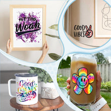 Load image into Gallery viewer, Tintnut Tie Dye Permanent Vinyl - 12 Sheets 12"x10", Seamless Colorful Adhesive Vinyl, Swirl Pattern Self Sticker Water proofing Vinyl Compatible with Cricut Or Silhouette

