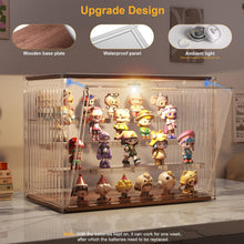 Load image into Gallery viewer, YOAEAILY 2026 New Acrylic Display Case for Collectibles with Lights , Upgraded Acrylic and Wooden 4 Tiers Figures Display Box with Magnetic Door, 14.2"x 10.65"x 8.6" Showcase Storage Box
