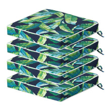 Load image into Gallery viewer, Localive Outdoor Dining Chair Cushion Pad 20"x20" 4Pcs- Tie Straps for Secure Fit, Water-Resistant, UV Resistant, Recycled PFAS-Free Fabric, 3-Year Fabric Warranty, Tropical Leaf
