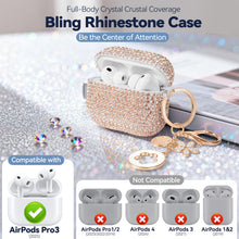 Load image into Gallery viewer, for AirPods Pro 3 Case 2025, Glitter Diamond Case Cover Bling Compatible with Airpods Pro 3rd Generation Case Cute for Women Girly, Includes Cleaning Kit and Keychain (Champagne Gold)
