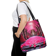 Load image into Gallery viewer, Cathedral of Love filled with Pink Heart Series Tote Bag AI Artwork 100% Polyester #8
