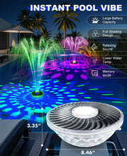 Load image into Gallery viewer, Solar Pool Fountain with Light Show,2026 Upgraded Large Solar Pool Water Fountain, 2 Spray Modes Floating Pool Fountain for Above Ground Pool,Solar Floating Fountain Pump for Pool Pond(White)-1PK
