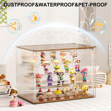 Load image into Gallery viewer, YOAEAILY 2026 New Acrylic Display Case for Collectibles with Lights , Upgraded Acrylic and Wooden 4 Tiers Figures Display Box with Magnetic Door, 14.2"x 10.65"x 8.6" Showcase Storage Box
