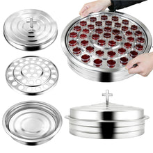 Load image into Gallery viewer, Stainless Steel Communion Tray with Lid - 40 Holes Church Communion Supplies Set, Stackable Worship Tray for Church Services, Weddings &amp; Gatherings (Silver, Cups Not Included)
