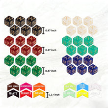 Load image into Gallery viewer, 72 Pieces MTG Dice Counters and Abilities Keywords Creature Stats Buff Acrylic Tokens with Box for MTG TCG Games Gift Gaming Accessories (Colors)
