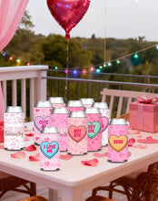 Load image into Gallery viewer, HAPPARTY Galentine's Day Slim Can Cooler Sleeves 12PCS for Anti-Valentine XOXO Besties Galentines Squad Party Favor Gifts Conversation Heart Decorations Supplies
