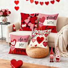 Load image into Gallery viewer, YOSICHY Valentines Decorations-Valentine Pillow Covers 18x18 Set of 4, Pink Red Hearts Be My Valentine Throw Outdoor Pillow Covers Anniversary Wedding Cushion Case for Home Sofa Couch Décor
