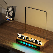 Load image into Gallery viewer, KORRTFID Now Playing Vinyl Record Stand, Light Up Vinyl Record Display Stand with RGB Sound Control Pickup Rhythm Lights Bar, Warm White Light with Fingerprint-Proof Acrylic Letters
