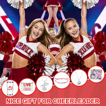 Load image into Gallery viewer, Beupy 6 Pcs Cheerleader Gifts Set 20 oz Cheer Tumbler Makeup Bag Cheerleading Bracelet Cheerleading Keychain Necklace Stickers Cheer Accessories Cheerleaders Stuff Cheerleader Gifts for Girls (Red)
