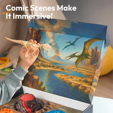 Load image into Gallery viewer, Klever Kits 3-in-1 Dinosaur Fossil Digging Kit STEM Learning Toys with Glow in The Dark Dinosaurs and Sensory Play Sand, DIY Your Own Dinosaur with 5 Color Clay, Gift for Kids Aged 6+ by Jova
