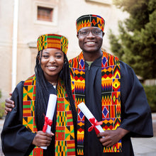 Load image into Gallery viewer, Shyyween 4 Pcs African Kente Kufi Stole and Hat, African Print Scarf Sash with Men Hat Dashiki Cloth Kente Clothing Accessory Turban for Black History Month Celebration Kwanzaa Graduation Choir
