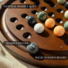 Load image into Gallery viewer, Giftqulo Solitaire Game,12.7-Inch inches Solid Wooden Board with 33 Natural Marble Balls, Deluxe Solitaire Game Set Single-Player Strategy Board Game and Smart Games
