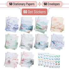 Load image into Gallery viewer, Mr. Pen- Stationery Writing Paper with Envelopes, 8.5 x 11 Inch, 160 Pack(50 Letter Writing Paper with 50 Envelopes and 60 Round Dot Sticker) Cherry Blossoms Cute Stationary Set with 10 Design
