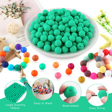 Load image into Gallery viewer, Kovict 145pcs Silicone Beads, 15mm Silicone Beads for Keychain Making, Pens Bracelet Necklace DIY Crafts（Dark Green）
