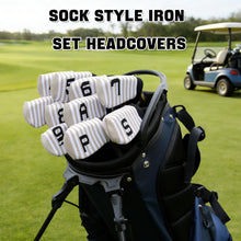 Load image into Gallery viewer, PGM 10 Pcs Golf Head Covers for Iron Club Set with Marked, Stretchy Durable Soft Thickened Sock Style Headcover for Multiple Iron Sizes Khaki
