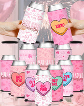 Load image into Gallery viewer, HAPPARTY Galentine's Day Slim Can Cooler Sleeves 12PCS for Anti-Valentine XOXO Besties Galentines Squad Party Favor Gifts Conversation Heart Decorations Supplies
