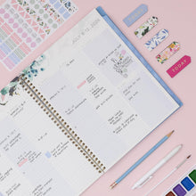 Load image into Gallery viewer, Blue Sky Kelly Ventura 2026-2027 Weekly and Monthly Academic Year Student Planning Calendar, July 2026 - June 2027, 8.5" x 11", Flexible Cover, Wirebound, Laminated Tabs, Storage Pocket, Magnetic &amp; Snap In Book Marks, Includes Stickers, Blooming
