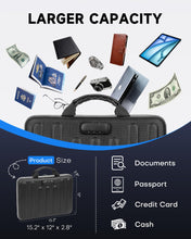 Load image into Gallery viewer, DOZAWA Fireproof Document Box, Hard Case Document Organizer with Lock, 13 Pockets Accordion File Folder with Reflective Strip, Waterproof Safe Box for Important Documents &amp; Valuables Storage, Black
