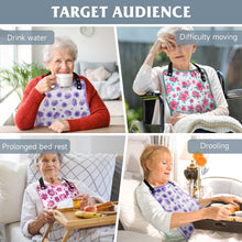 Load image into Gallery viewer, Barklincharm 3 Pack Adult Bibs for Women, Washable Clothing Protector with Upgraded Crumb Catcher, Reusable Large Feeding Bib for Women Elderly Seniors,Flower
