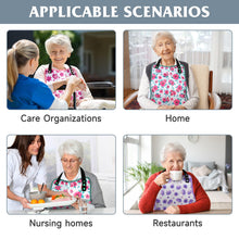 Load image into Gallery viewer, Barklincharm 3 Pack Adult Bibs for Women, Washable Clothing Protector with Upgraded Crumb Catcher, Reusable Large Feeding Bib for Women Elderly Seniors,Flower
